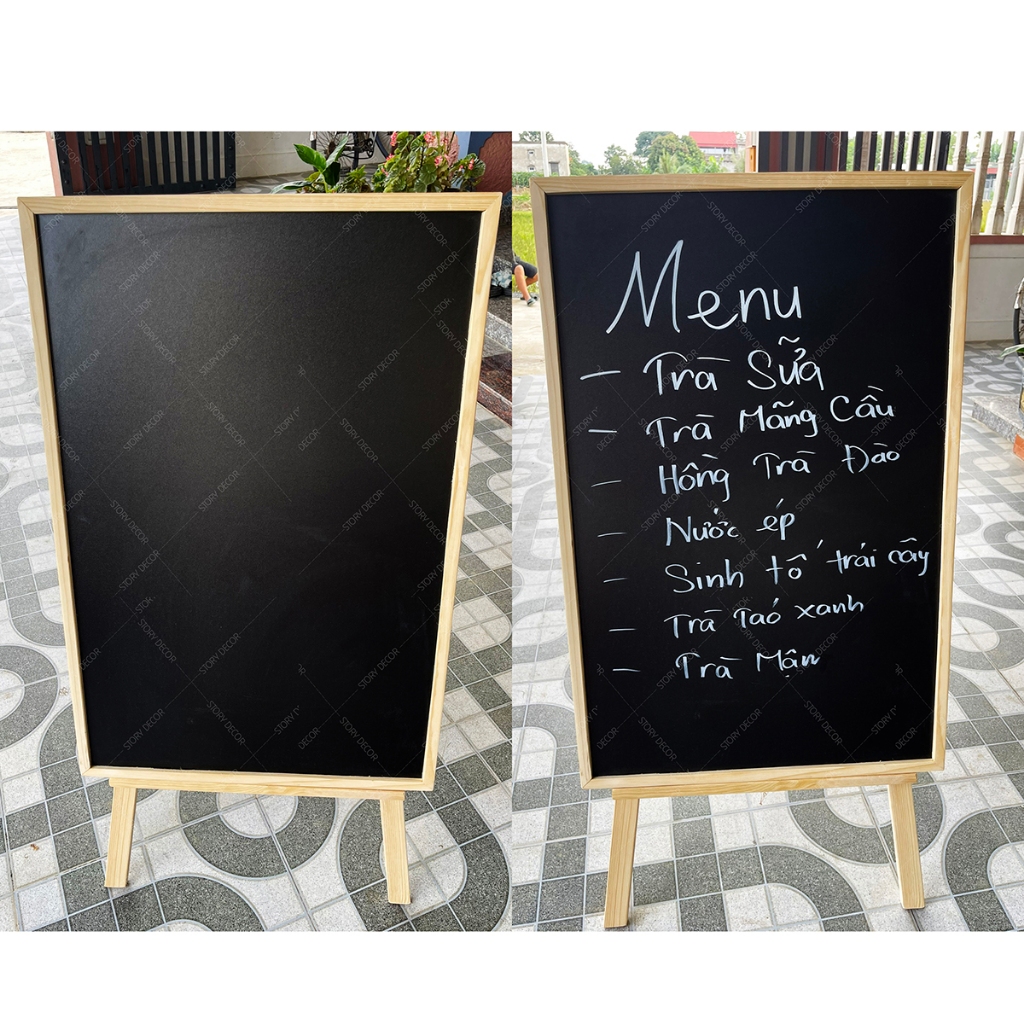 [GIÁ XƯỞNG] Bảng đen menu khung gỗ màu nâu, mộc tự nhiên dùng cho tiệm Spa, quán ăn, quán cafe, trà sữa, nhà hàng
