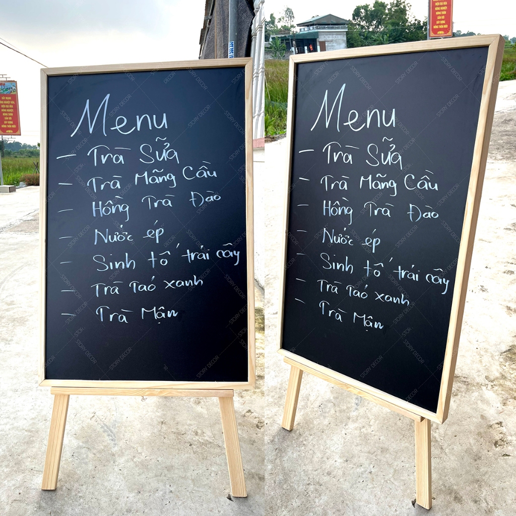 [GIÁ XƯỞNG] Bảng đen menu khung gỗ màu nâu, mộc tự nhiên dùng cho tiệm Spa, quán ăn, quán cafe, trà sữa, nhà hàng