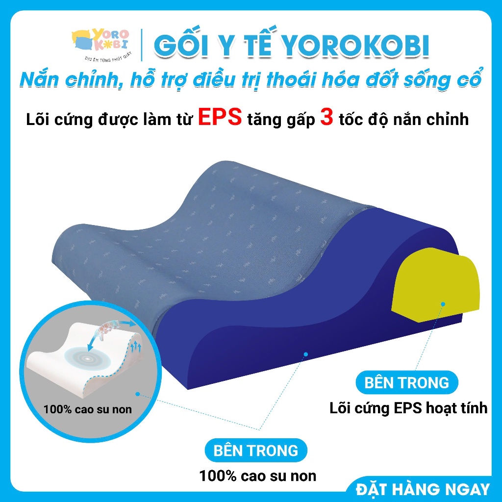 Gối nắn chỉnh thoái hoá đốt sống cổ về đúng đường cong sinh lý, phục hồi tái tạo đĩa đệm - Yorokobi