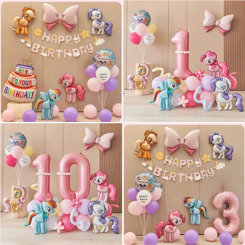 Set Sinh Nhật Ngựa Pony Xinh Xắn cho bé gái- Set Bóng Trang Trí Sinh ...
