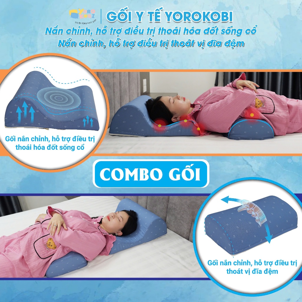 Gối nắn chỉnh thoái hoá đốt sống cổ về đúng đường cong sinh lý, phục hồi tái tạo đĩa đệm - Yorokobi
