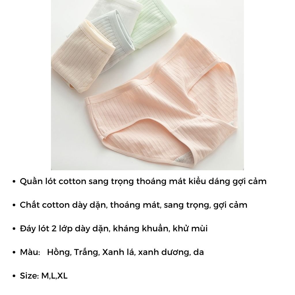 COMBO 5 Quần lót cotton nữ đáy lót 2 lớp chắc chắn kháng khuẩn khử mùi kiểu dáng basic LANIXA L562