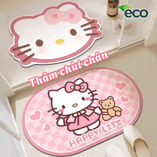 Thảm Lau Chân Hello Kitty Siêu Thấm Hút – Thảm Trang Trí Phòng Tắm, Phòng Ngủ Decor Dễ Thương