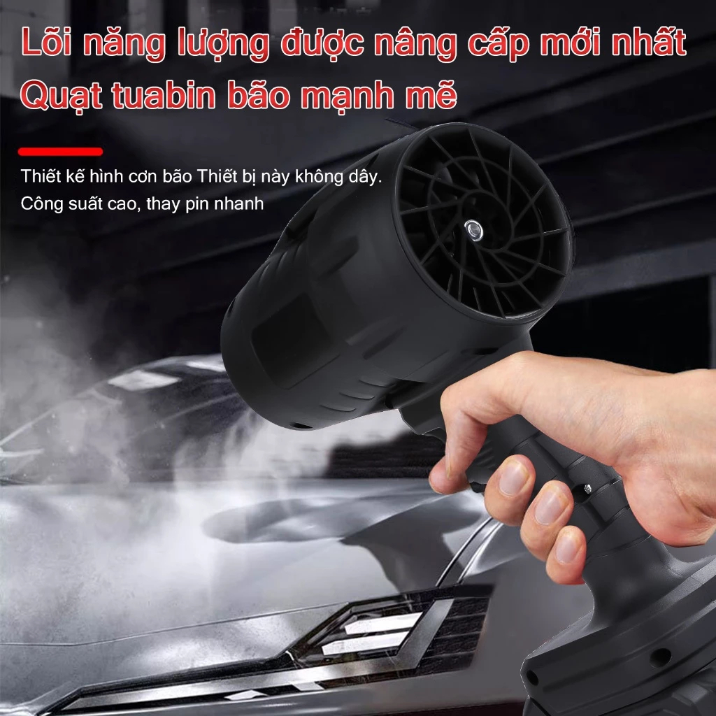 Máy Thổi Bụi Cầm Tay Dùng Pin 10 Cell 1050W | Tốc Độ 28000rpm – Thổi Lá, Vệ Sinh Sân Vườn – Bảo Hành 6 Tháng