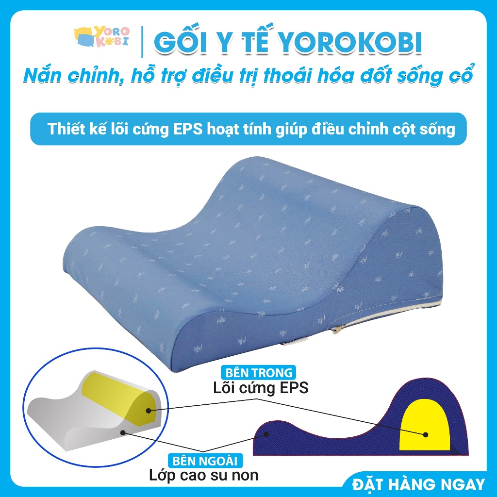 Gối nắn chỉnh thoái hoá đốt sống cổ về đúng đường cong sinh lý, phục hồi tái tạo đĩa đệm - Yorokobi