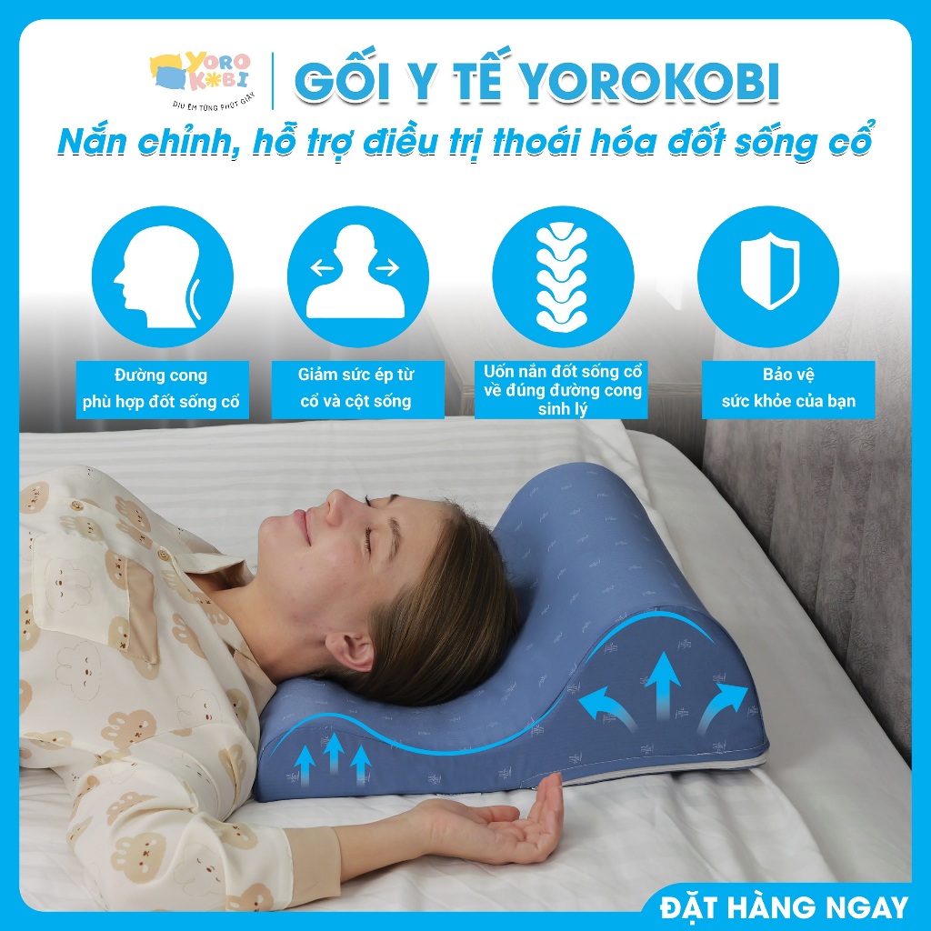 Gối nắn chỉnh thoái hoá đốt sống cổ về đúng đường cong sinh lý, phục hồi tái tạo đĩa đệm - Yorokobi