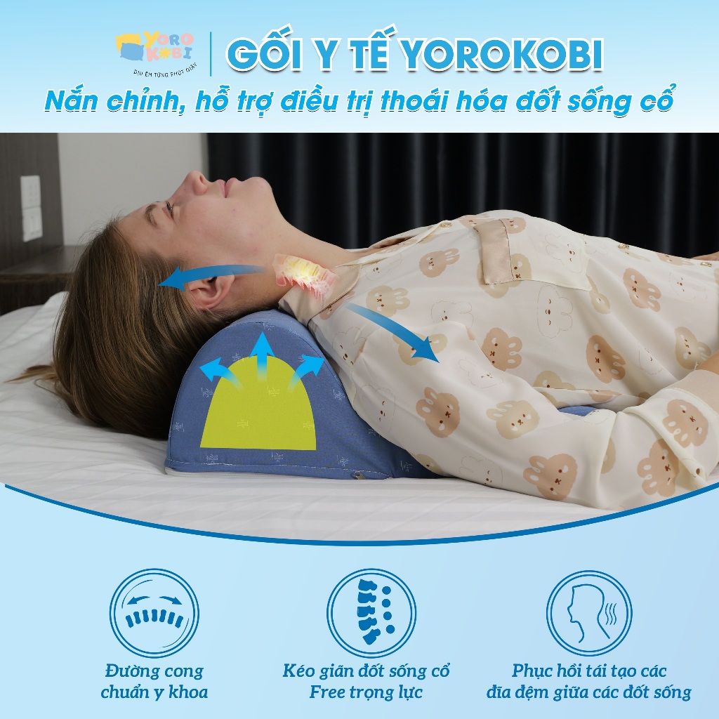 Gối nắn chỉnh thoái hoá đốt sống cổ về đúng đường cong sinh lý, phục hồi tái tạo đĩa đệm - Yorokobi