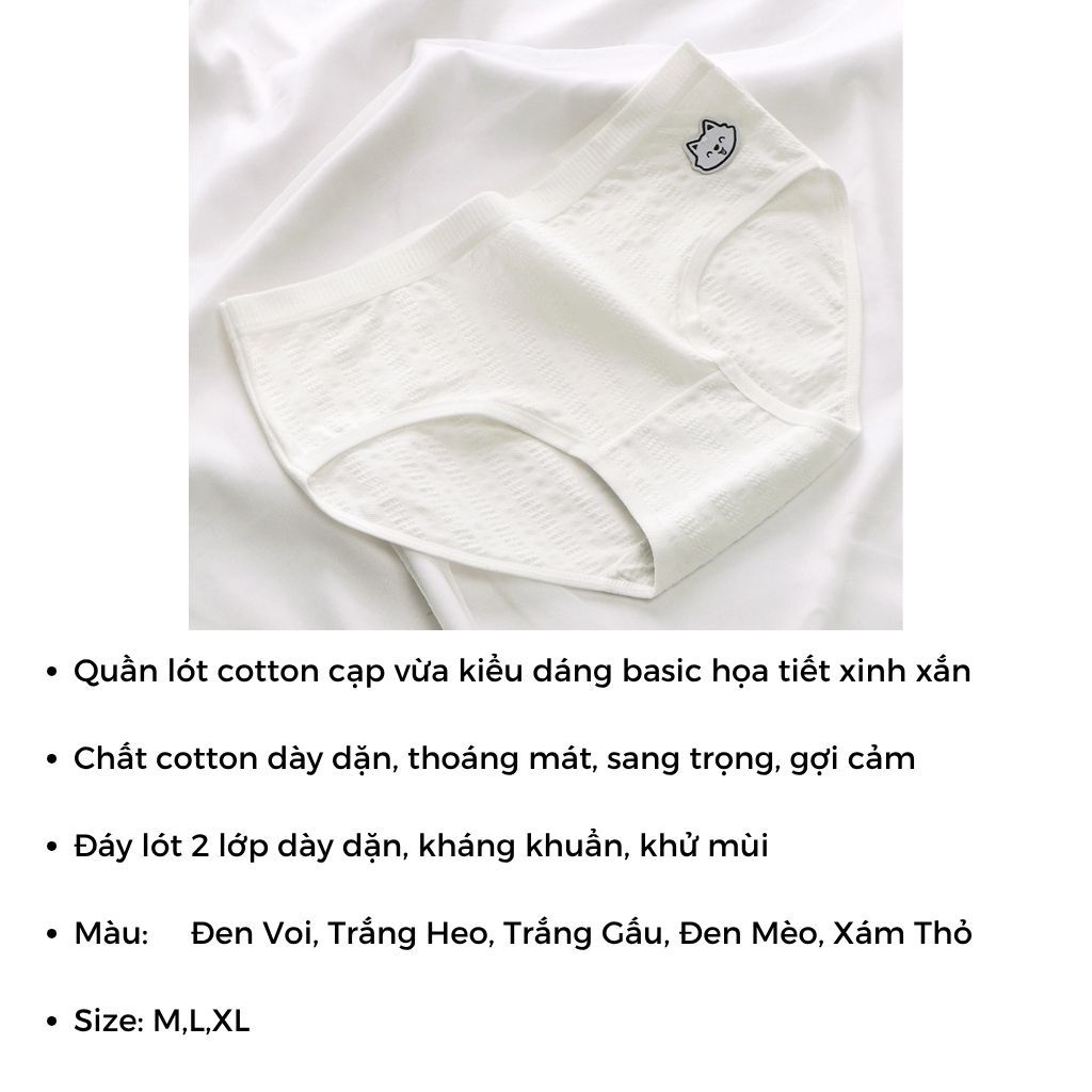 SET 5 Quần lót nữ cotton cao cấp thông hơi thoáng khí cạp vừa tôn dáng họa tiết xinh xắn LANIXA LA68