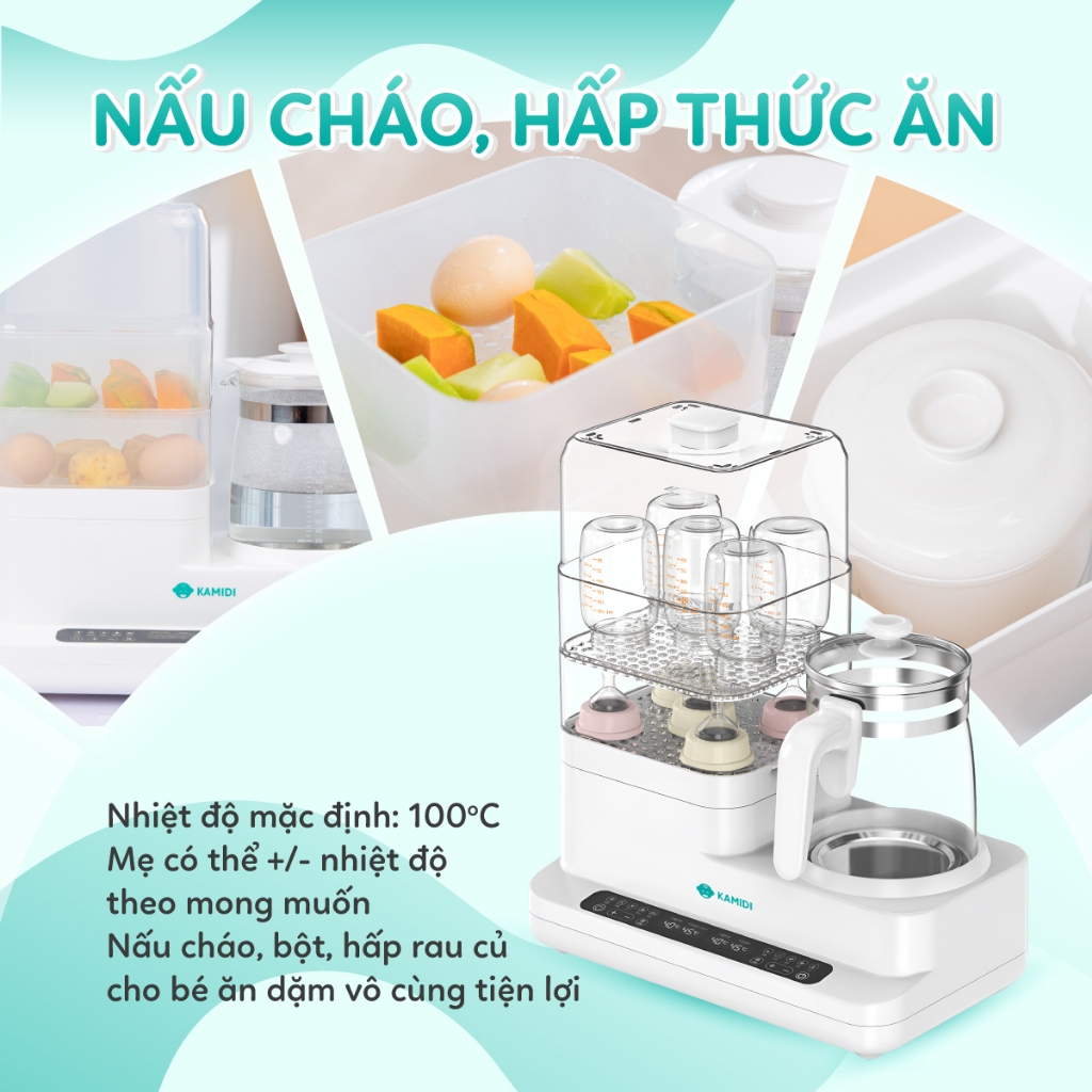 [HỎA TỐC HCM HN] Máy Đun Nước Hâm Sữa Đa Năng Kamidi Speed 2 - Đun Nước Tiệt Trùng Bình Sữa Cho Bé
