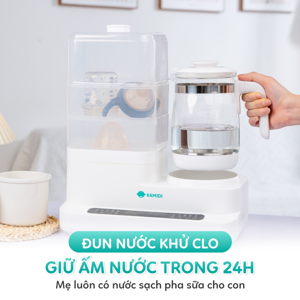 [HỎA TỐC HCM HN] Máy Đun Nước Hâm Sữa Đa Năng Kamidi Speed 2 - Đun Nước Tiệt Trùng Bình Sữa Cho Bé