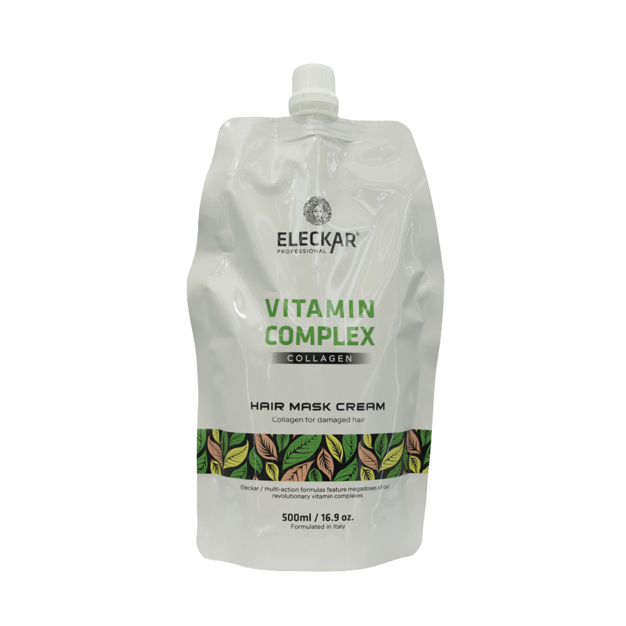 Kem ủ hấp keratin phục hồi tóc Vitamin Complex Eleckar Pro tăng cường độ đàn hồi cho tóc túi 500ml