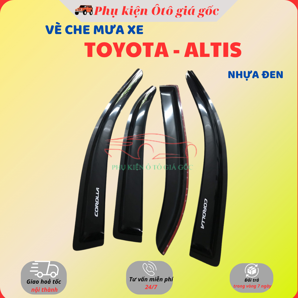 Vè che mưa xe Toyota Altis 2003 - 2025 Nhựa Đen thái cao cấp, dày dặn, sáng bóng