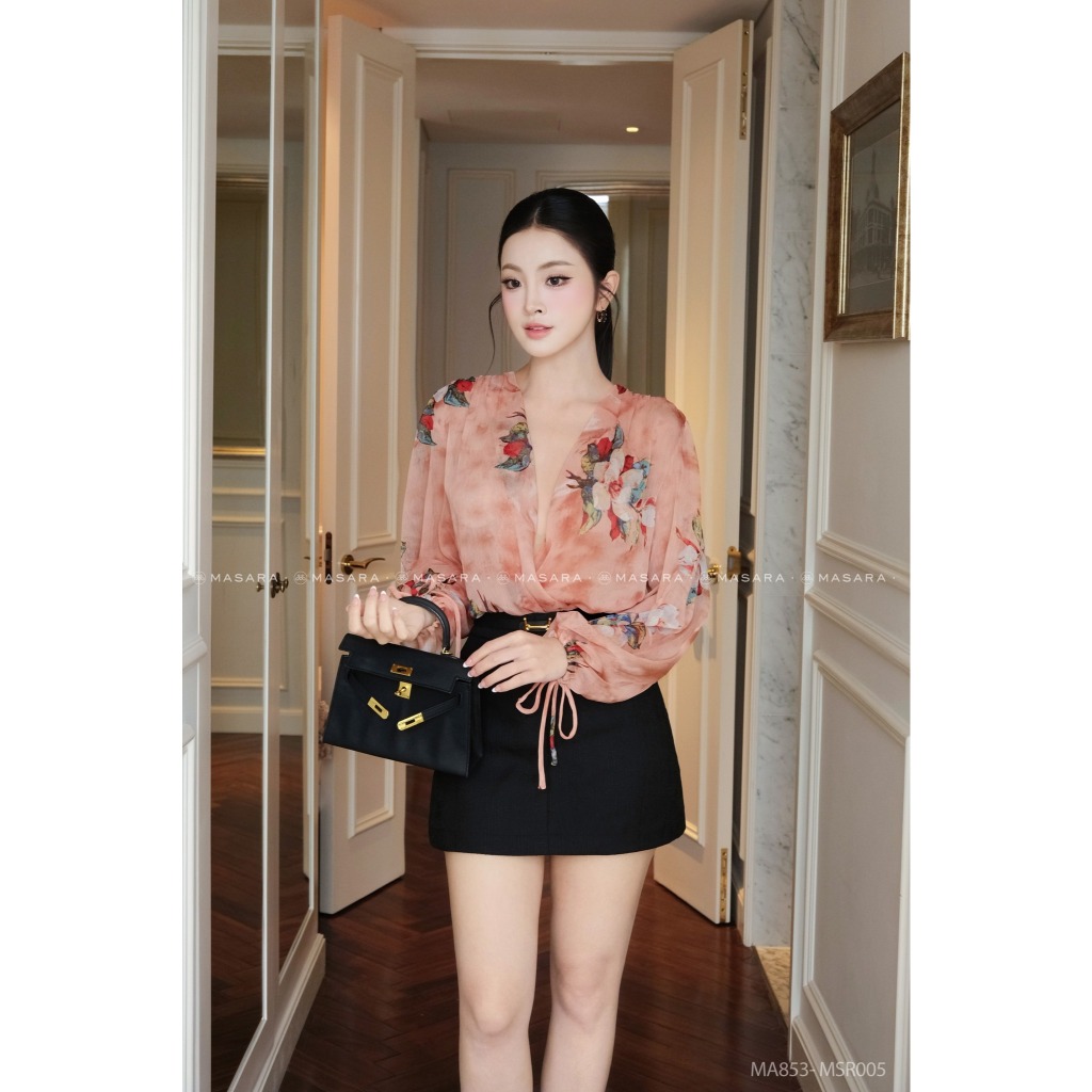 Quần váy đen Masara dáng chữ A ngắn trẻ trung thanh lịch dễ phối đồ MSR005