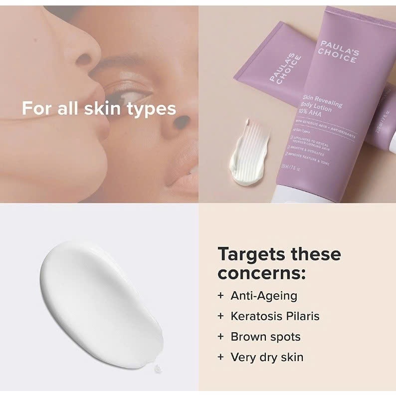 [HÀNG CTY] Kem dưỡng thể Paula's Choice Skin Revealing Body Lotion 10% AHA Sáng Da, Mờ Thâm 210ml Mã 5900