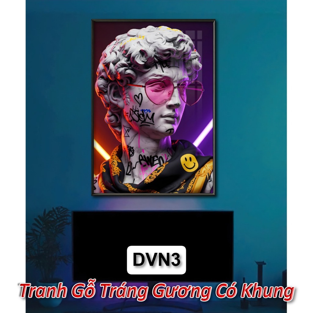 Tranh David Phong Cách Hiện Đại - Tranh Gỗ Tráng Gương David Treo Tường - Tặng Kèm Đinh 3 Chân