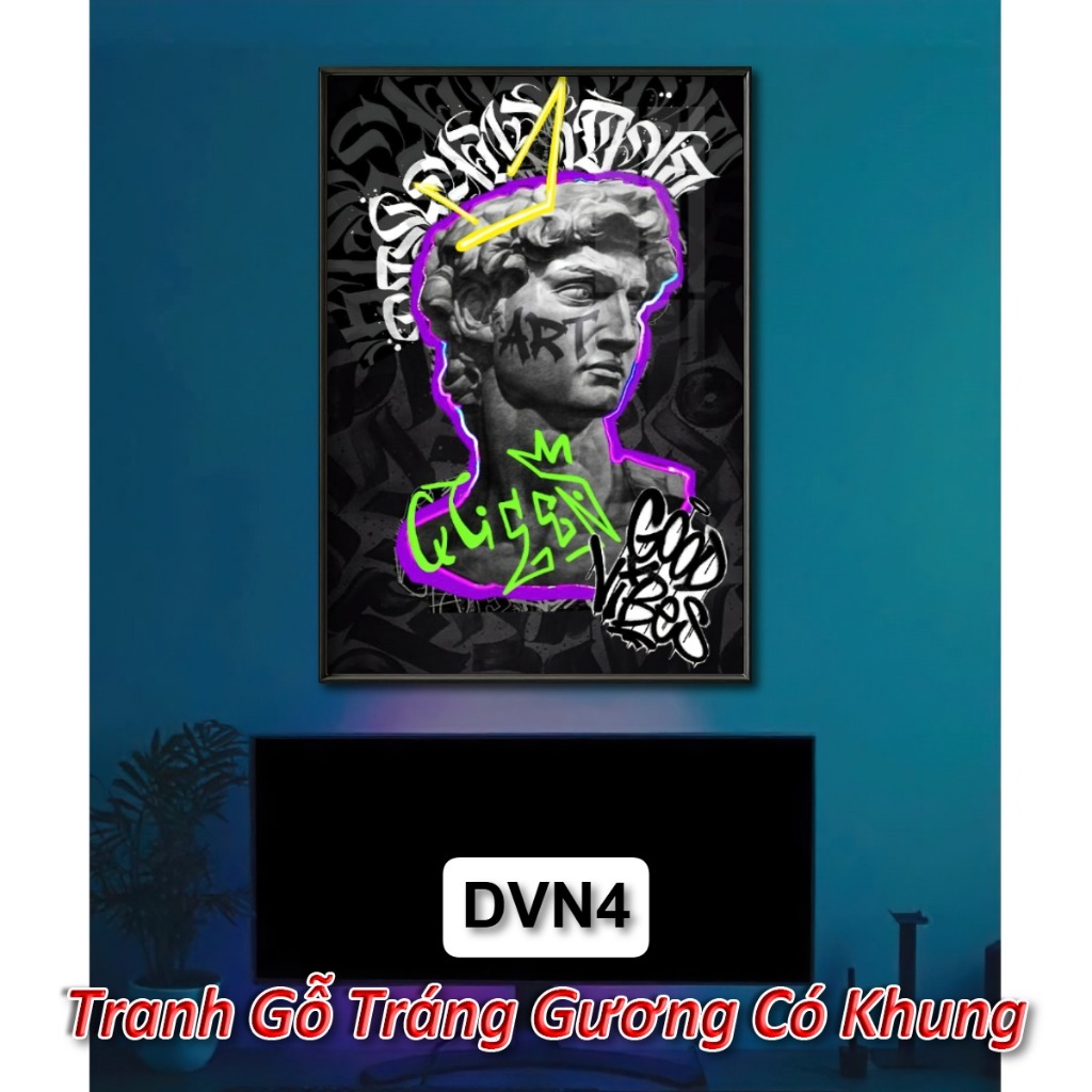 Tranh David Phong Cách Hiện Đại - Tranh Gỗ Tráng Gương David Treo Tường - Tặng Kèm Đinh 3 Chân
