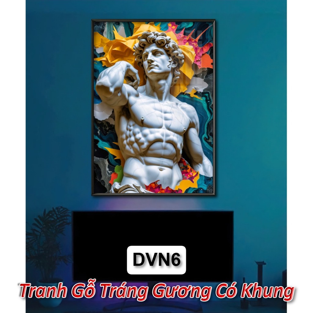 Tranh David Phong Cách Hiện Đại - Tranh Gỗ Tráng Gương David Treo Tường - Tặng Kèm Đinh 3 Chân