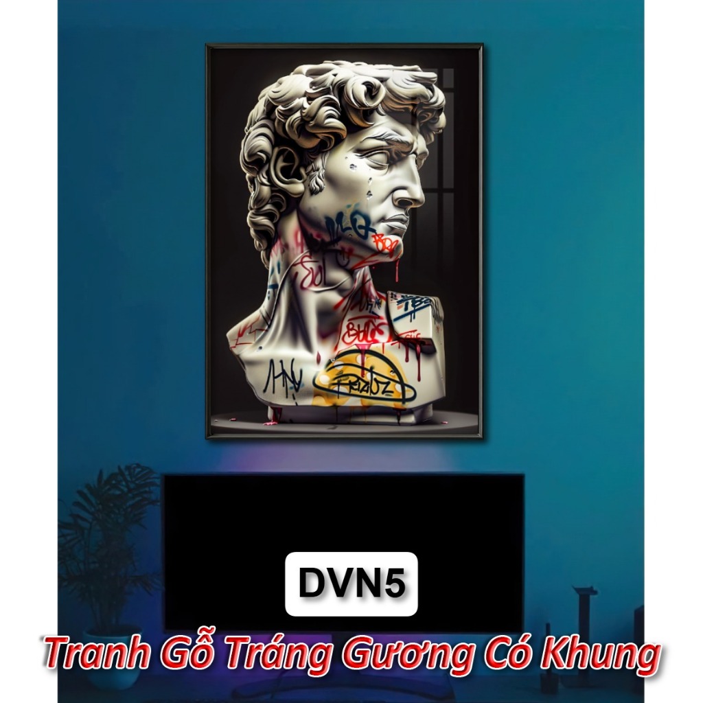 Tranh David Phong Cách Hiện Đại - Tranh Gỗ Tráng Gương David Treo Tường - Tặng Kèm Đinh 3 Chân