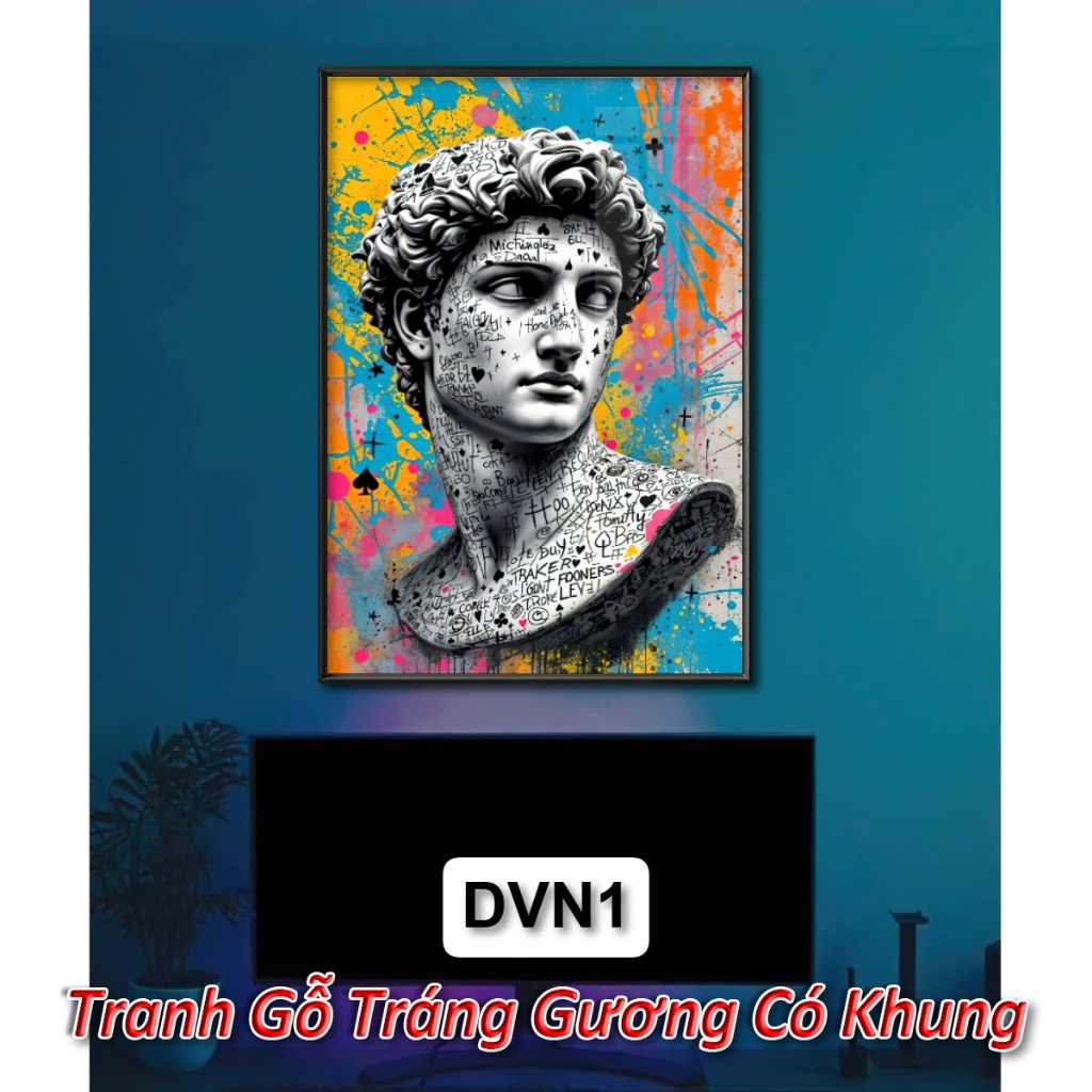 Tranh David Phong Cách Hiện Đại - Tranh Gỗ Tráng Gương David Treo Tường - Tặng Kèm Đinh 3 Chân