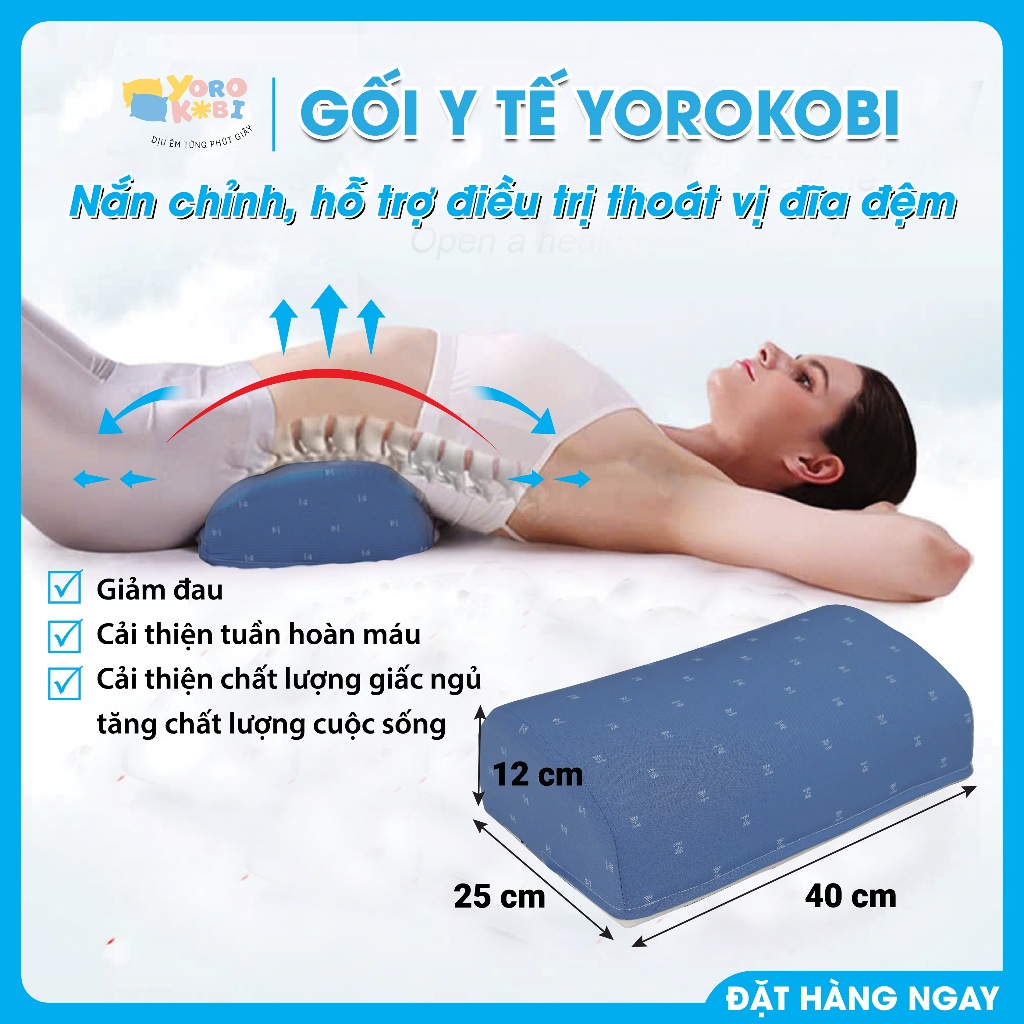 Gối kê lưng lõi cứng EPS nắn chỉnh thoát vị đĩa đệm và thoái hoá đôt sống lưng L4_L5- Gối Yorokobi