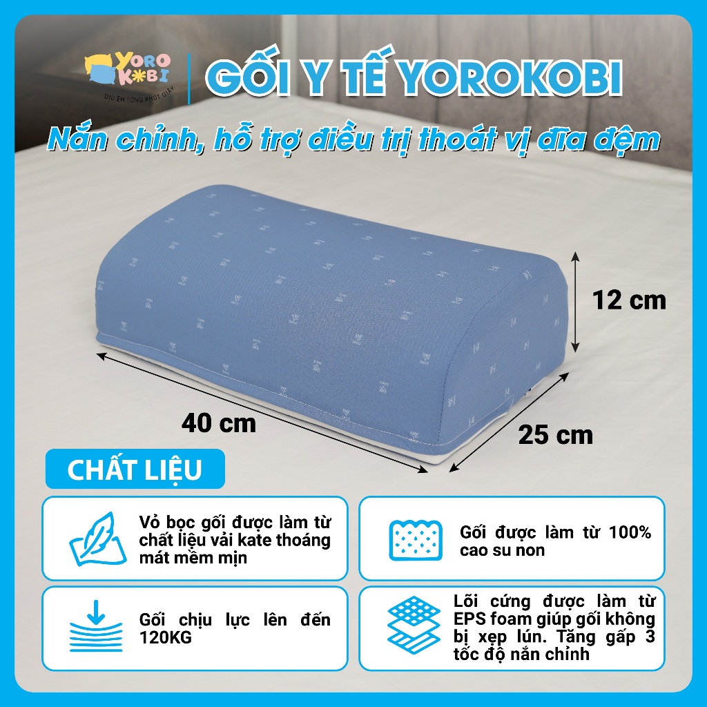 Gối kê lưng lõi cứng EPS nắn chỉnh thoát vị đĩa đệm và thoái hoá đôt sống lưng L4_L5- Gối Yorokobi