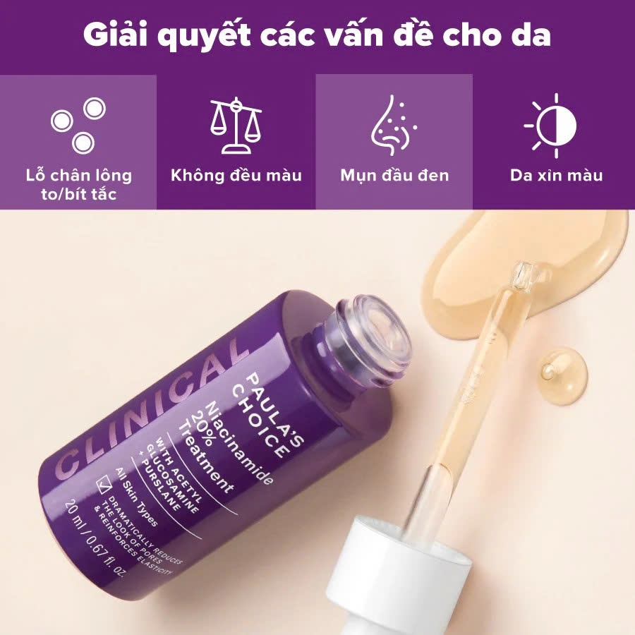 [HÀNG CTY] Tinh chất Paula's Choice Niacinamide 20% Treatment Thu Nhỏ Lỗ Chân Lông & Sáng Da 20ml Mã 8030