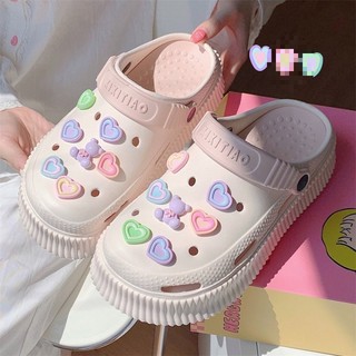 Dép cross sục nữ XIXITIAO đế cao 5cm kèm set 14 sticker Bling tim gấu Mita kiểu sandal CS-48