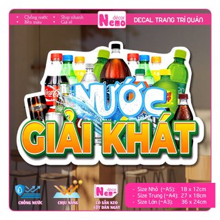 Decal Trang Trí Nước Giải Khát, Tranh Dán Quán Nước, Cà Phê, Dán Tường, Tủ, Kính, Xe Đẩy - Sticker Chịu Được Mưa Nắng.