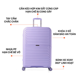 Combo 2 Vali Kéo MIAvn Larita MIYO - Size 20/24, Nhựa PP Bền Bỉ, Hạn Chế Bể Vỡ, Khoá Số An Toàn