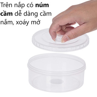 Hộp lạnh tròn nắp vặn 400ml nhựa VIỆT NHẬT - Trong suốt, đựng thực phẩm, đồ ăn để tủ lạnh - MS: 6612