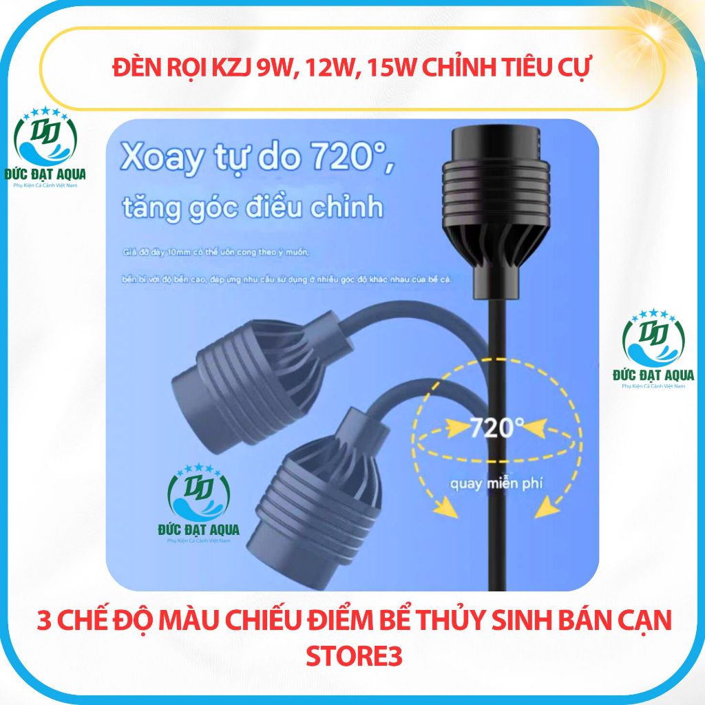 Đèn led rọi chỉnh tiêu cự 3 chế độ sáng KZJ Biotop cao cấp cho bể cá cảnh, thủy sinh 6
