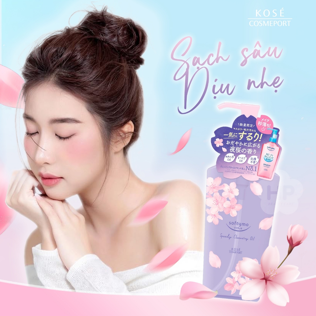 Dầu Tẩy Trang Dịu Nhẹ Làn Da Hương Sakura Bản Giới Hạn Kosé Softymo Speedy Cleansing Oil (240g)