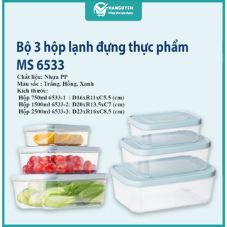 Hộp Lạnh Bộ 3 Hộp Nhựa Đựng Thực Phẩm HOKORI Cao Cấp, Chịu Nhiệt Độ Cao, Chống Rò Rỉ, Kháng Khuẩn -MS: 6533