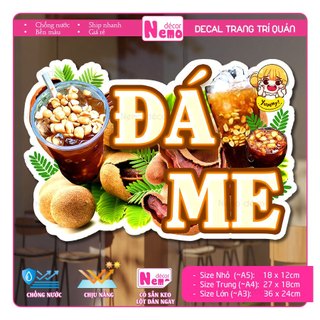 Decal Trang Trí Đá Me, Tranh Dán Quán Nước, Cà Phê, Quán Ăn, Dán Tường, Tủ, Kính, Xe Đẩy - Sticker Chịu Được Mưa Nắng.