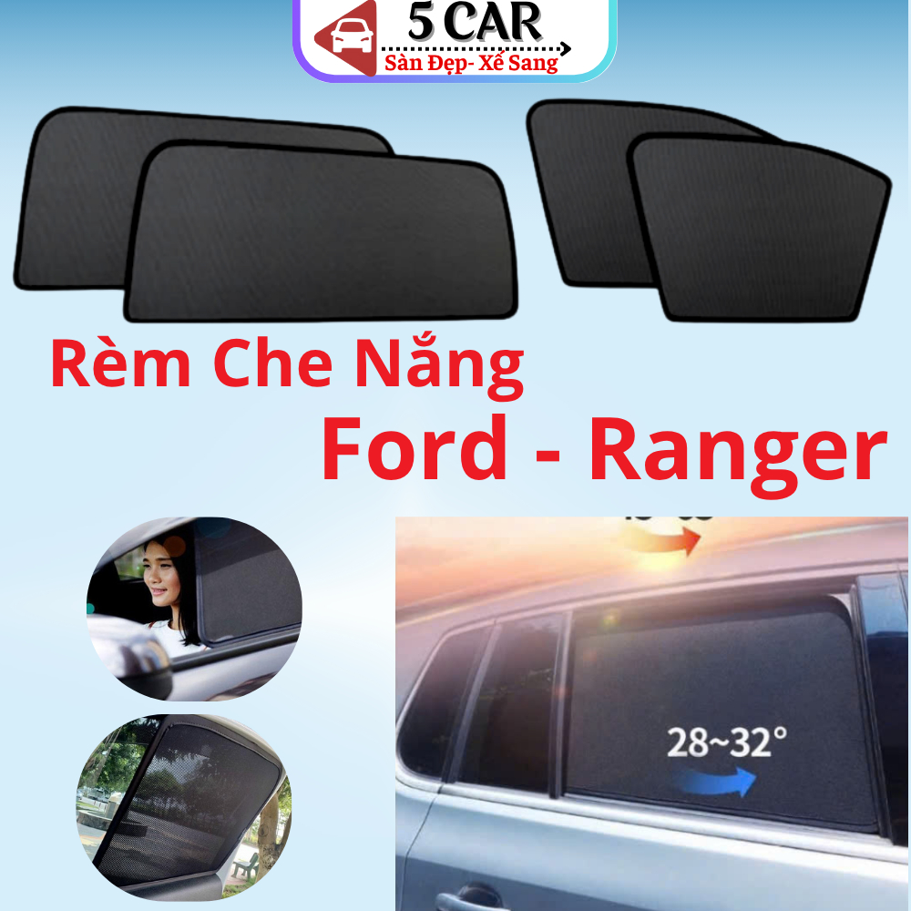 Rèm Che Nắng Nam Châm Xe Ford Ranger 2012-2021, 2022-2025 dày dặn- 1 bộ 4 chiếc