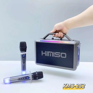 Loa Xách Tay Kimiso Kms-252 Bass Cực Mạnh Kèm 2 Mic Cao Cấp, Đèn Led 7 Màu, Chỉnh Giọng Vui Nhộn.