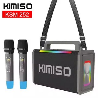 Loa Xách Tay Kimiso Kms-252 Bass Cực Mạnh Kèm 2 Mic Cao Cấp, Đèn Led 7 Màu, Chỉnh Giọng Vui Nhộn.