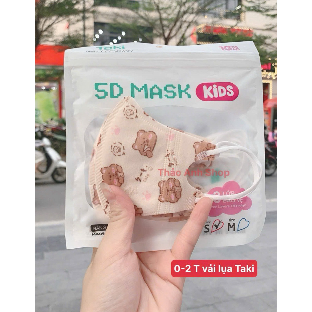 [TAKI] 0-9 Tuổi Sét 50 cái  Khẩu Trang 5d  Sơ Sinh Cho Bé Vải Lụa