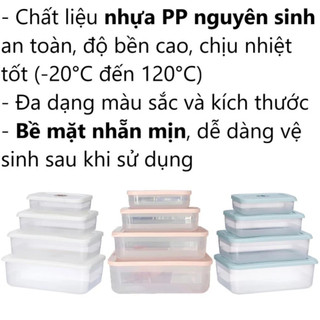 Bộ 4 hộp thực phẩm chữ nhật tiện ích Hokori cao cấp, an toàn cho sức khỏe - MS: 6596 (1.2.3.4)