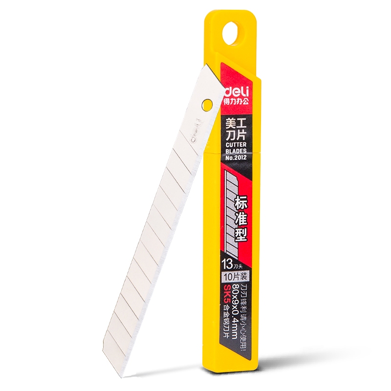 Lưỡi Dao Rọc Giấy Deli 2011/2012 – 18mm/9mm – Hộp 10 Lưỡi Thay Thế – Sắc Bén, Bền Bỉ