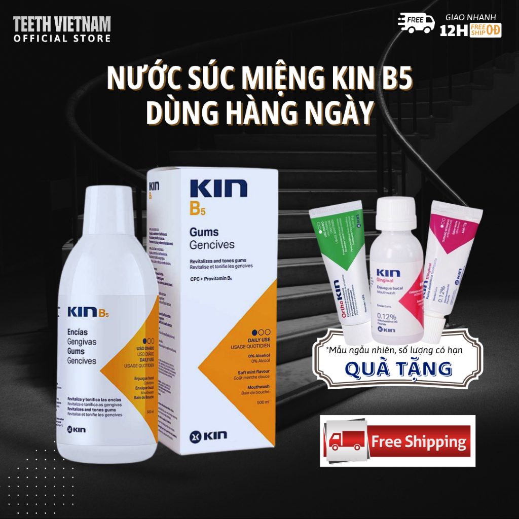 NƯỚC SÚC MIỆNG KIN B5 500ML LÀM SẠCH MẢNG BÁM VÀ PHỤC HỒI NƯỚU RĂNG ...