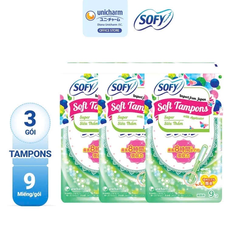 Băng vệ sinh siêu thấm Sofy Soft Tampon Super gói 9 miếng/ gói  (Hàng nhập khẩu)