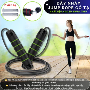 Dây Nhảy Lõi Thép Độ Dài 2.7 Mét, Tay Cầm Có Tạ và Không Tạ - Tập Thể Dục Thể Thao Giảm Cân Hiệu Quả