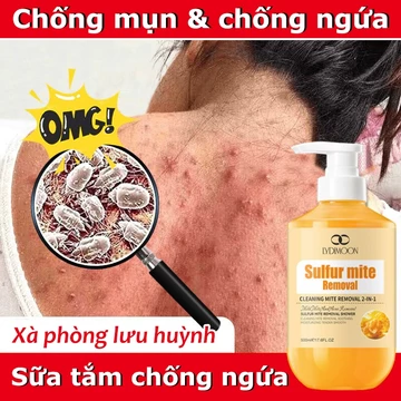 Sữa tắm xà phòng lưu huỳnh Sữa tắm chống ngứa Sữa tắm mụn Sữa tắm diệt mạt ve 500ml