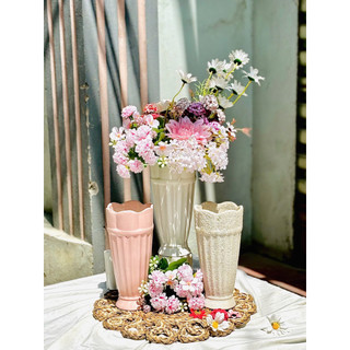 thanh lý cắt mã Lọ hoa gốm sứ men mát dáng ly cúp cao 23cm Bát Tràng siêu rẻ