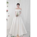 Váy cưới đi bàn cô dâu  2in1 Đầm Cúp + Bẹt Vai Đính Hoa Rơi  full size s/m/l/xl nhận may theo số đo bigsize — ảnh 6