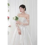 Váy cưới đi bàn cô dâu  2in1 Đầm Cúp + Bẹt Vai Đính Hoa Rơi  full size s/m/l/xl nhận may theo số đo bigsize — ảnh 8