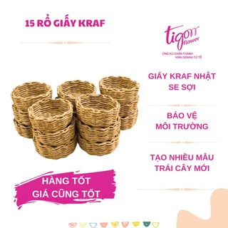 Combo 15 rổ đựng nho, cherry đường kính 10cm, cao 5cm bằng giấy kraft Nhật se sợi thân thiện môi trường