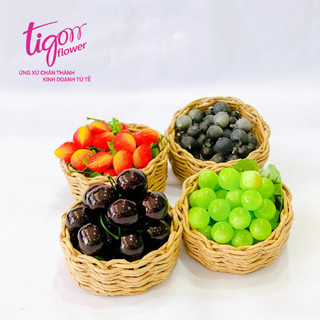 Combo 15 rổ đựng nho, cherry đường kính 10cm, cao 5cm bằng giấy kraft Nhật se sợi thân thiện môi trường