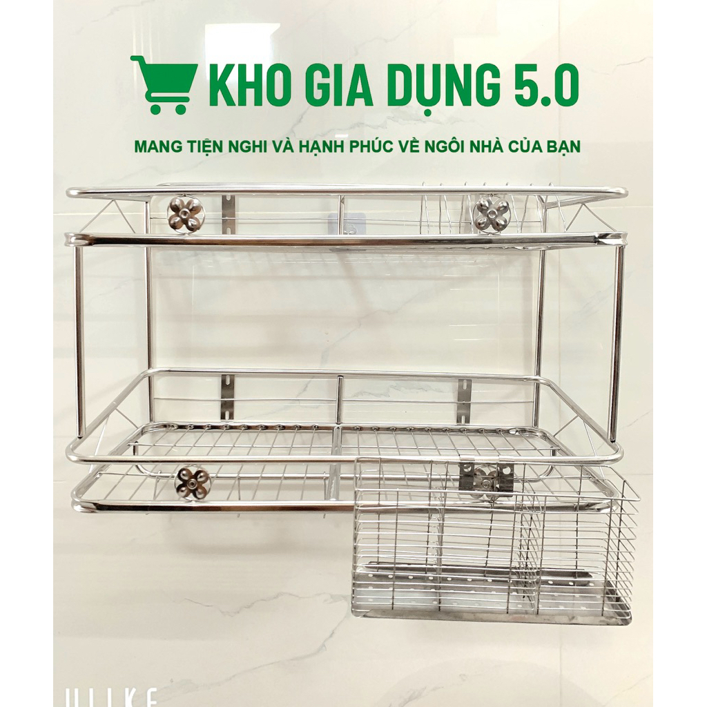 [ BẢO ĐẢM CHẤT LƯỢNG ] Kệ Úp Chén 2 Tầng Treo Tường Inox 201 + Tặng Kèm ...